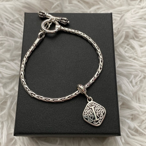 Silver woven bracelet with “i” charm - Picture 1 of 5